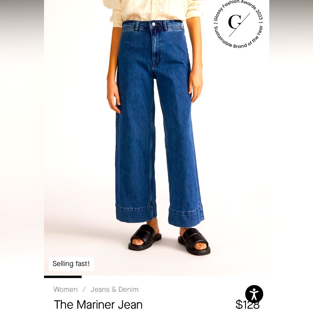 Everlane mariner jean in vintage blue wash.